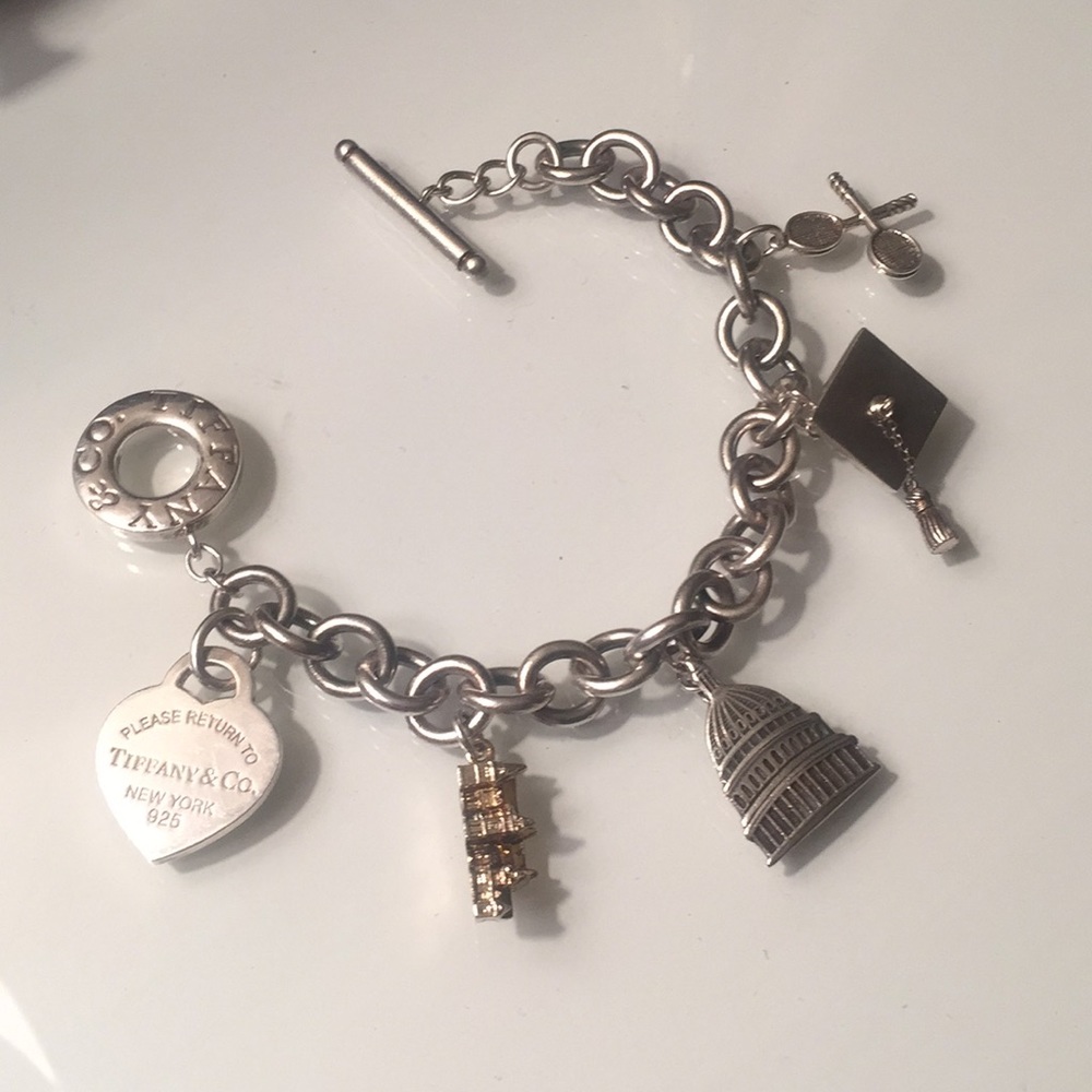 Tiffany & Co 8 inch Toggle Clasp Charm Bracelet